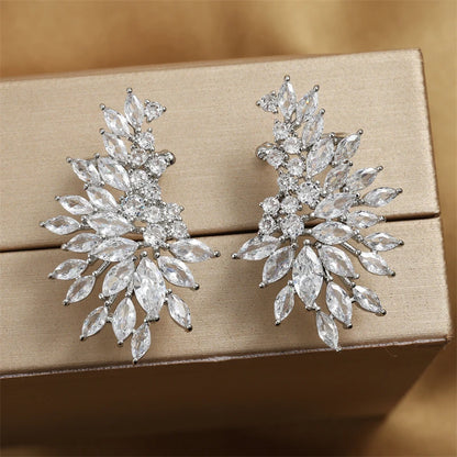 Yupsk Sparkling Cubic Zirconia Stud Earrings Gorgeous Female Wedding Party Fashion Ear Piercing Accessories for Women