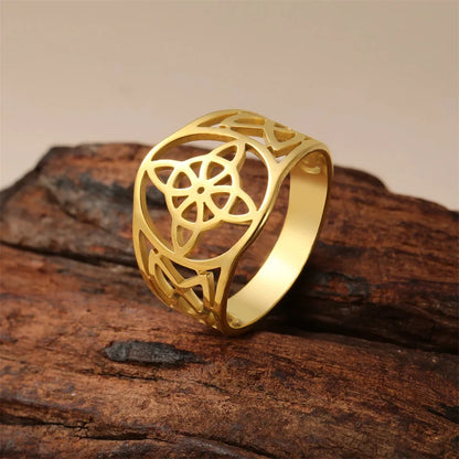 Witch Knot Rings Women Men Witchcraft Wicca Stainless Steel Rings Celtics Knot Amulet Protection Couple Jewelry anillos mujer