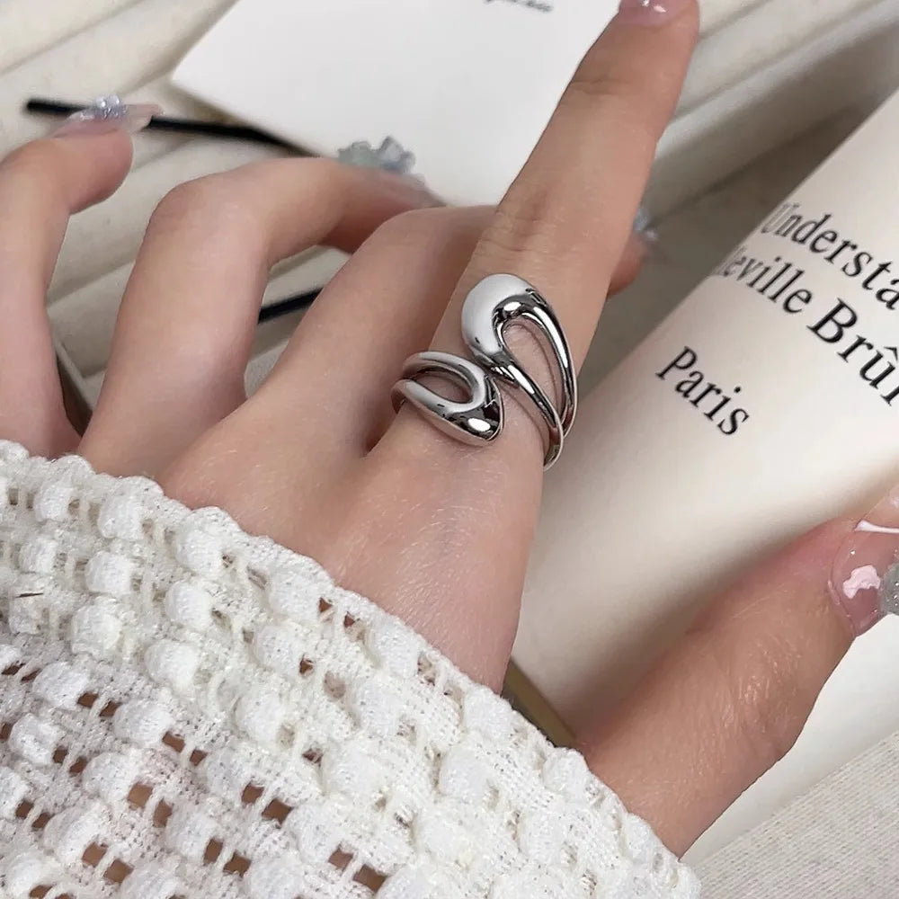 Nouvelle bague ajustable colorée en émail, bijou de mode rétro pour femme, bague géométrique couleur or, cadeau d'anniversaire de mariage