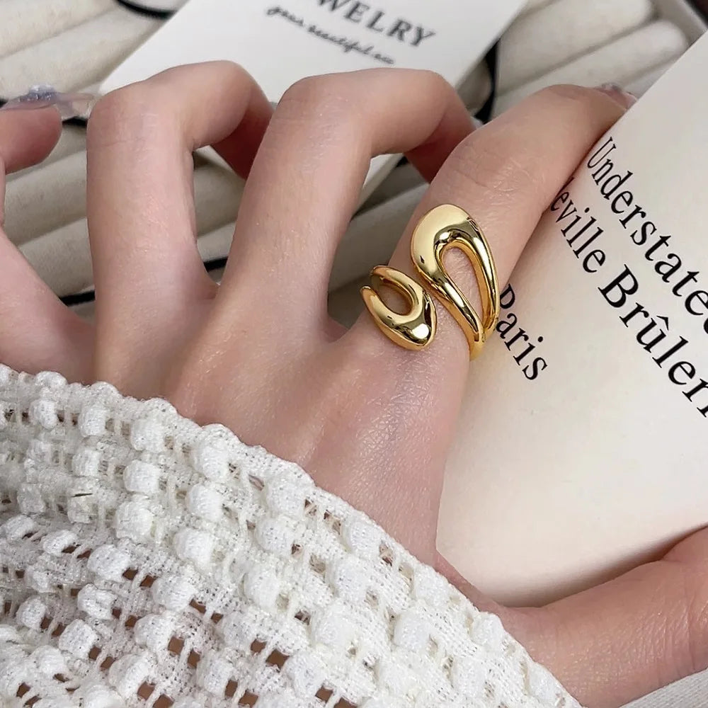 Nouvelle bague ajustable colorée en émail, bijou de mode rétro pour femme, bague géométrique couleur or, cadeau d'anniversaire de mariage